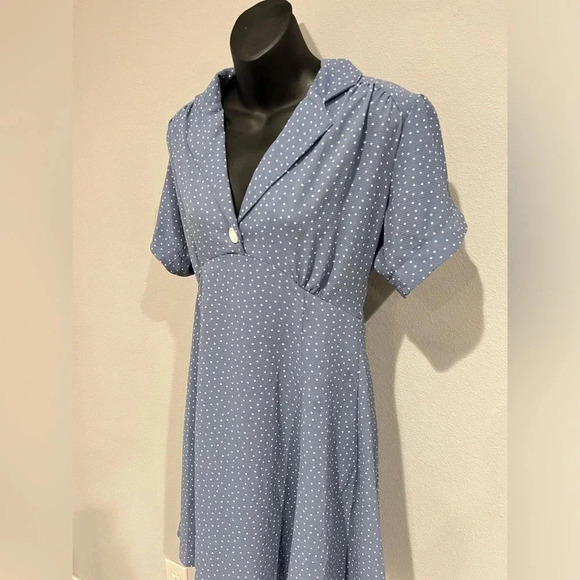 Anthropologie‎ Uncle Frank Baby Blue Dots Dress Sz Small - Picture 2 of 5